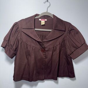 Vintage Y2K Discontinued 579 Brown single Button Cropped Jacket Size Medium EUC